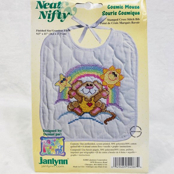 Janlynn Office Janlynn Neat Nifty Cosmic Mouse Cross Stitch Bib Kit